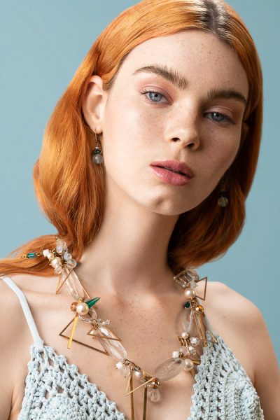 Summer makeup photogrpahy with blue styling
