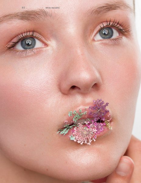 Beauty Editorial with Flower Lips