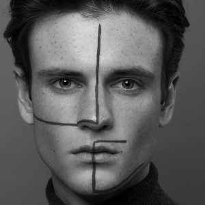 Black and white fashion portrait London male model