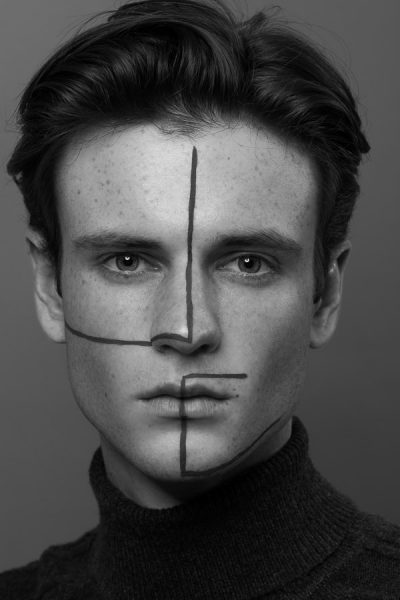 Black and white fashion portrait London male model